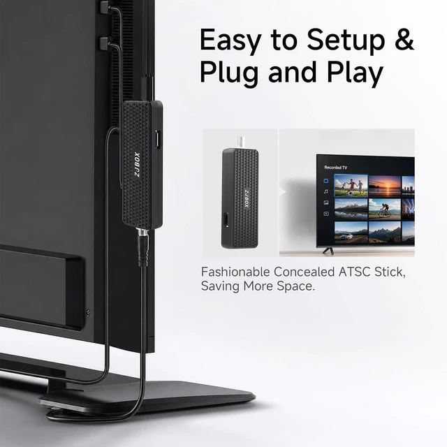 Alt view image 6 of 6 - Digital Converter Box for TV,1080P ATSC tv Tuner Box with hdmi Output and 3RCA Cables Hidden Behind TVwith Power Adapter2-in-1 RemoteTV Program Recording&Playback,USB Media Player