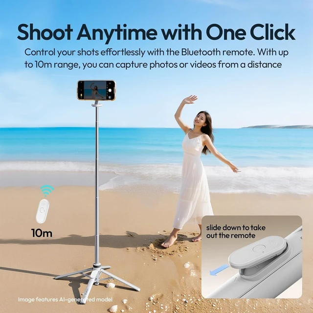 Alt view image 5 of 7 - Magnetic Phone Tripod 60'' Selfie Stick Auto Open Extendable Stand