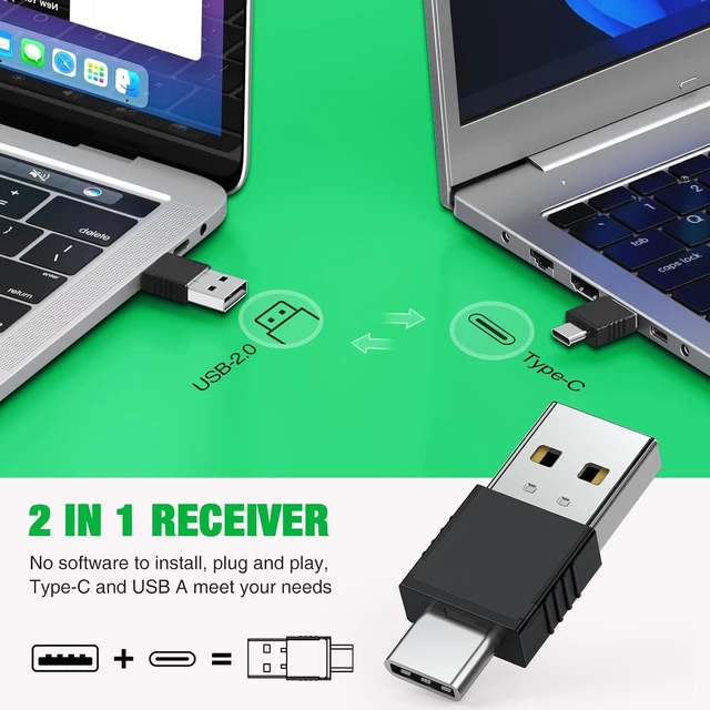 Alt view image 2 of 7 - 2 in 1 USB Type C Rechargeable Presentation Clicker with Green Pointer, Wireless Presenter for PowerPoint Presentation PPT Clicker, 2.4GHz Presentation Remote Slide Advancer for Computer MacBook