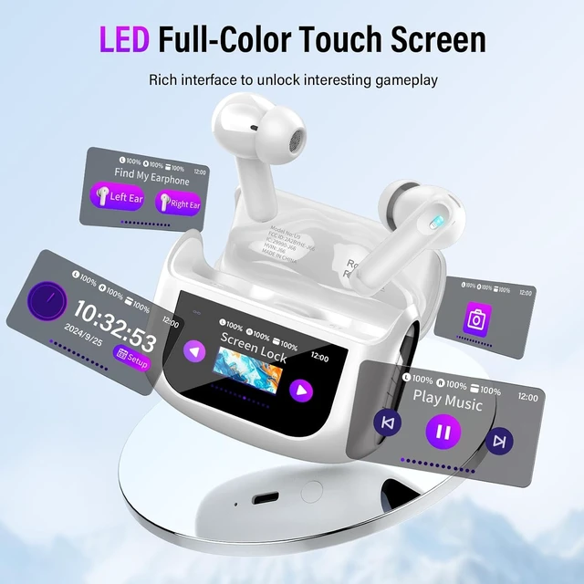 Alt view image 4 of 7 - Active Noise Cancelling Ear Buds 48H Wireless Earbuds with Touch Screen