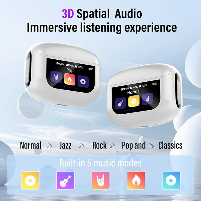 Alt view image 5 of 7 - Active Noise Cancelling Ear Buds 48H Wireless Earbuds with Touch Screen