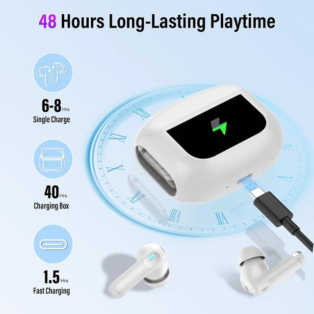 Alt view image 6 of 7 - Active Noise Cancelling Ear Buds 48H Wireless Earbuds with Touch Screen