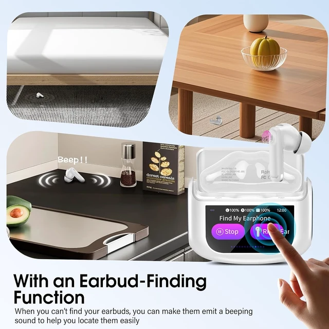 Alt view image 7 of 7 - Active Noise Cancelling Ear Buds 48H Wireless Earbuds with Touch Screen