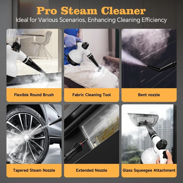 Alt view image 6 of 7 - Handheld Steam Cleaner with 16 Accessories & Safety Lock, White