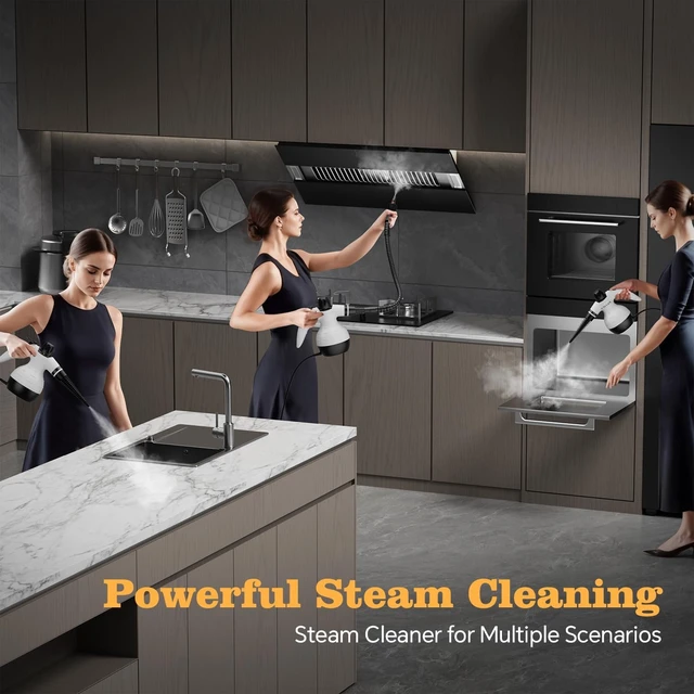 Alt view image 7 of 7 - Handheld Steam Cleaner with 16 Accessories & Safety Lock, White