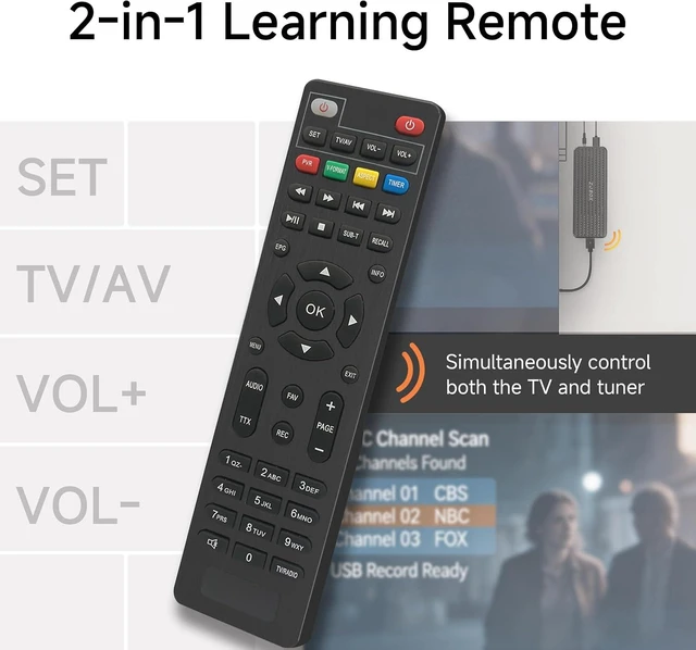 Alt view image 3 of 6 - Digital Converter Box for TV,1080P ATSC tv Tuner Box with hdmi Output and 3RCA Cables Hidden Behind TVwith Power Adapter2-in-1 RemoteTV Program Recording&Playback,USB Media Player