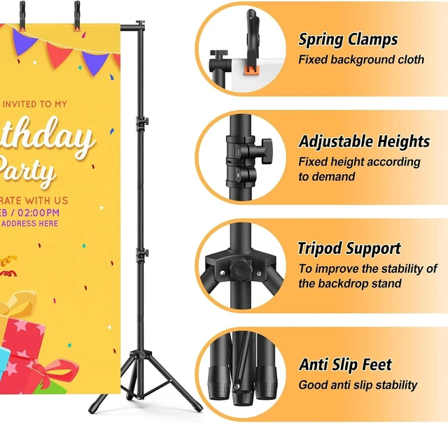 Alt view image 5 of 7 - Backdrop Stand 10x7.5ft(WxH),Portable Adjustable Photo Back Drop Stand for Party, Photography, Weddings