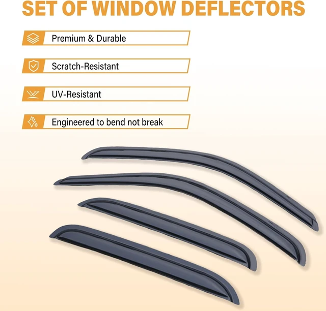 Alt view image 3 of 7 - Rain Guards Compatible with 2001-2004 Toyota Tacoma Crew Cab, Acrylic Slim Style Window Visor Rain Guard, Side Window Deector for Toyota Tacoma Accessories 4 Pieces, 2002 2003