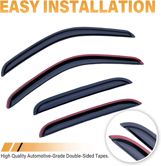 Alt view image 4 of 7 - Rain Guards Compatible with 2001-2004 Toyota Tacoma Crew Cab, Acrylic Slim Style Window Visor Rain Guard, Side Window Deector for Toyota Tacoma Accessories 4 Pieces, 2002 2003