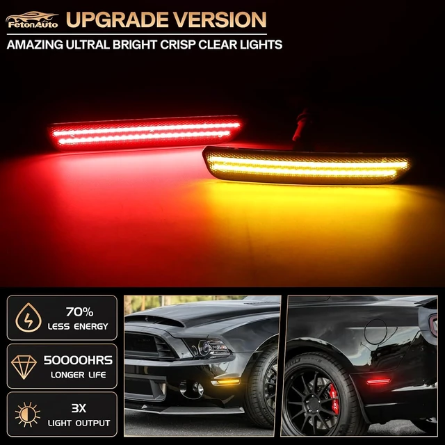 Alt view image 2 of 7 - Amber Red LED Side Marker Lights For 2010-2014 Ford Mustang GT