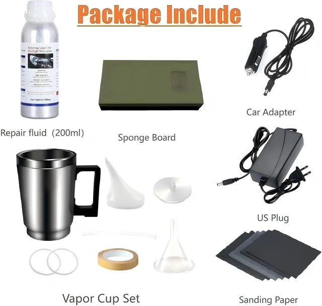 Alt view image 2 of 5 - 200ml Headlight Restoration Kit,Vapor Headlight Restoration Kit