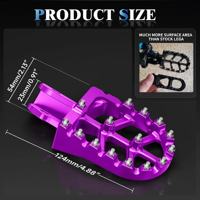 Alt view image 2 of 6 - Electric Dirt Bike Wider Foot Pegs Footpegs CNC for Surron Sur Ron LBX ERide Pro SS 2.0 3.0 E-Ride Pro SR/S 79Bike Falcon GT Ventus One Purple