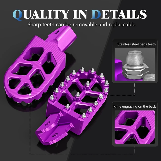 Alt view image 4 of 6 - Electric Dirt Bike Wider Foot Pegs Footpegs CNC for Surron Sur Ron LBX ERide Pro SS 2.0 3.0 E-Ride Pro SR/S 79Bike Falcon GT Ventus One Purple