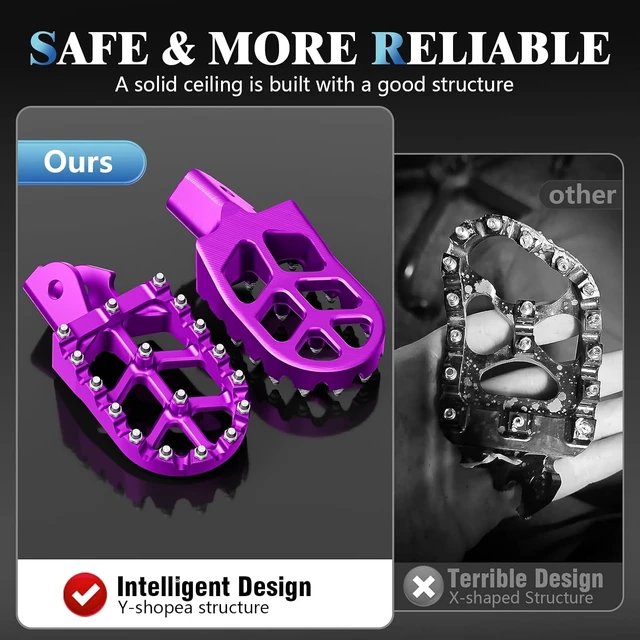 Alt view image 5 of 6 - Electric Dirt Bike Wider Foot Pegs Footpegs CNC for Surron Sur Ron LBX ERide Pro SS 2.0 3.0 E-Ride Pro SR/S 79Bike Falcon GT Ventus One Purple