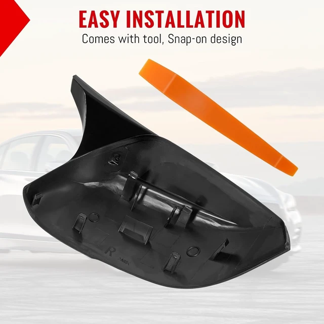 Alt view image 6 of 7 - Side Mirror Cover Caps fit for Infiniti Q50/Q70 2014-2021 Q60/QX30 2016-2021,Driver Passenger Side Exterior Rear View Mirror Shell Replacement w/Tool,963744GAOH,963734GAOH,1Pair Glossy Black