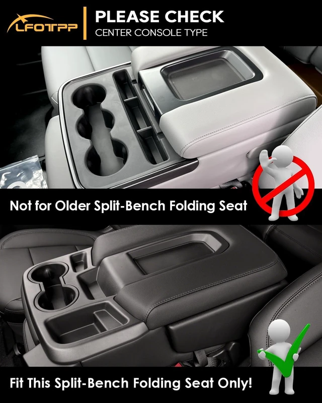 Alt view image 2 of 7 - For Chevy Silverado Center Console Organizer - 2 Pack Black - Refreshed Models 2019-2026 Chevy Silverado 1500 & 2020-2026 Silverado 2500HD 3500HD Pickup Truck Accessories - (Split-Bench Folding Seat)