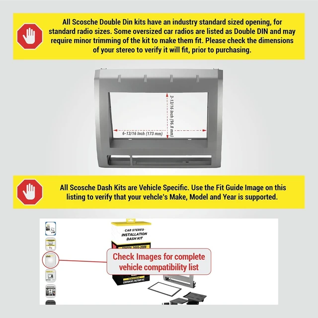 Alt view image 2 of 7 - TA2053B Double DIN Radio Install Dash Kit Compatible with Select 2005-2008 Toyota Tacoma - Aftermarket Car Stereo Installation Kit - See Fit Guide in Images to Verify Vehicle Compatibility