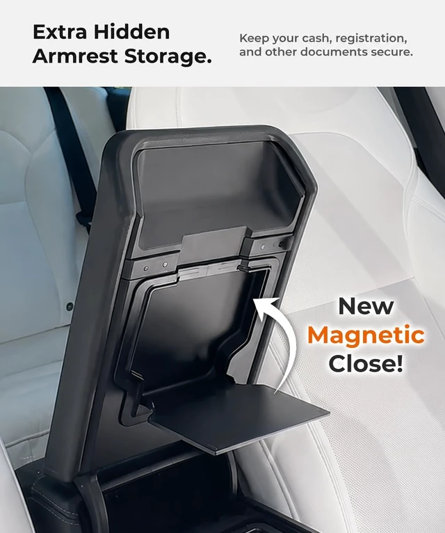 Alt view image 7 of 7 - Center Console Organizer Set for Tesla Model Y Juniper (Premium & Performance 2025/2026) and Model 3 Highland (All Trims 2024/25/26) 4PCS Tesla Interior Accessories Black