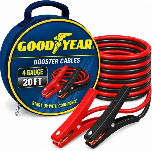 Main image of Heavy Duty Jumper Cables for Car Battery - 4 Gauge Thick Wire, Extra Long 20 ft Booster Cables with Carrying Case for Cars, Trucks, SUVs, Emergency Roadside Kit Car Accessories