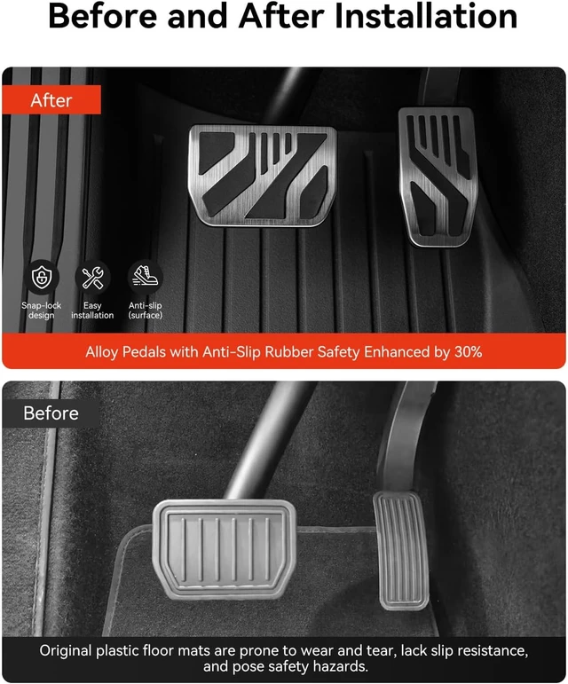Alt view image 2 of 7 - 2PCS Stainless Steel Self-Snap Lock Pedal Covers for All Model Y & Model 3