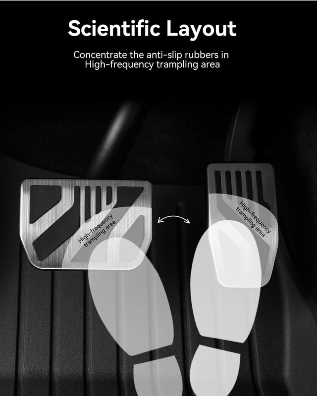 Alt view image 4 of 7 - 2PCS Stainless Steel Self-Snap Lock Pedal Covers for All Model Y & Model 3