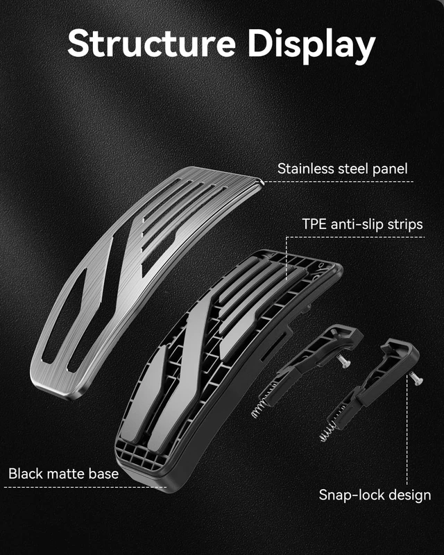 Alt view image 7 of 7 - 2PCS Stainless Steel Self-Snap Lock Pedal Covers for All Model Y & Model 3