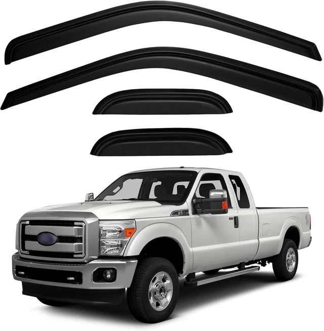 Main image of Window Rain Guards Visors for 1999-2016 Ford F250 F350 F450 Super Duty Extended Cab, Window Vent Wind Shades Deflectors for 99-16 F-250 F-350 F-450 SuperCab
