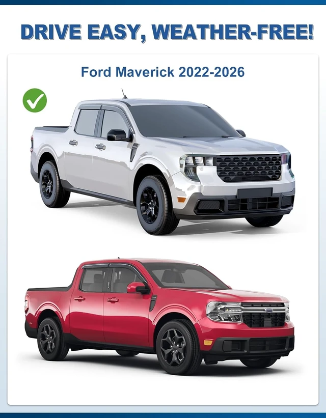 Alt view image 2 of 7 - Tape-on Window Visors Rain Guards for Ford Maverick 2022-2026