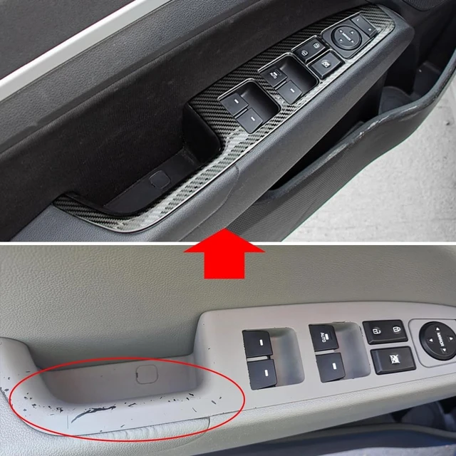 Alt view image 2 of 7 - Compatible with 2017 2018 2019 Hyundai Elantra Door Window Switch Panel Cover (Carbon Style Rear Door Without Seat Heating Buttons)