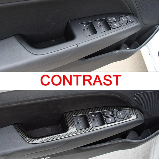 Alt view image 4 of 7 - Compatible with 2017 2018 2019 Hyundai Elantra Door Window Switch Panel Cover (Carbon Style Rear Door Without Seat Heating Buttons)