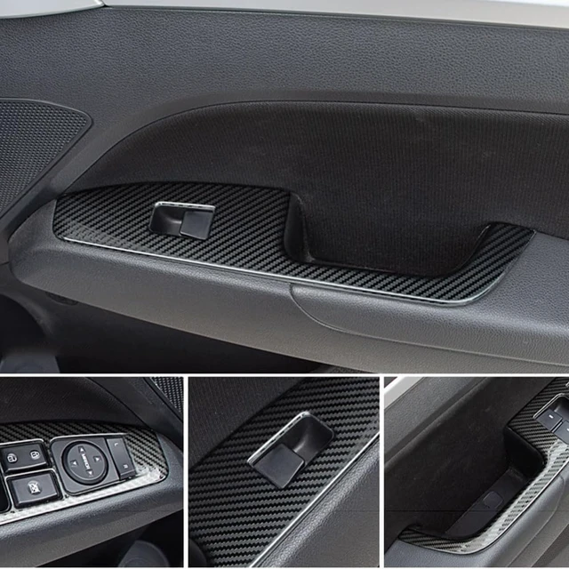Alt view image 6 of 7 - Compatible with 2017 2018 2019 Hyundai Elantra Door Window Switch Panel Cover (Carbon Style Rear Door Without Seat Heating Buttons)