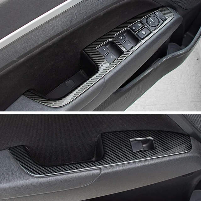 Alt view image 7 of 7 - Compatible with 2017 2018 2019 Hyundai Elantra Door Window Switch Panel Cover (Carbon Style Rear Door Without Seat Heating Buttons)