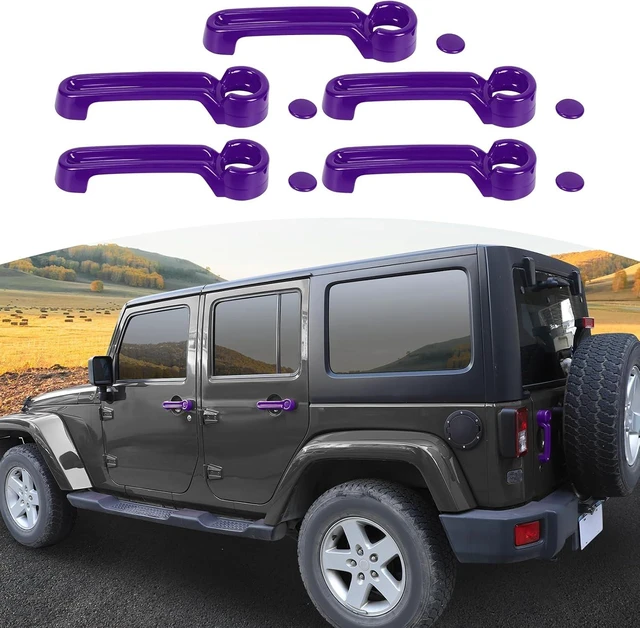 Main image of for Jeep JK Door Handle Cover Trim Purple for Jeep Wrangler JK 4DR 2007-2017 Purple Exterior Accessories 5pcs