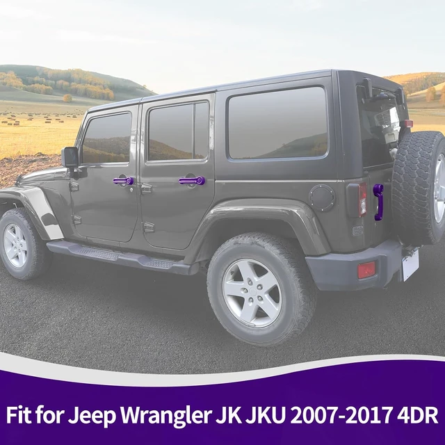 Alt view image 4 of 7 - for Jeep JK Door Handle Cover Trim Purple for Jeep Wrangler JK 4DR 2007-2017 Purple Exterior Accessories 5pcs