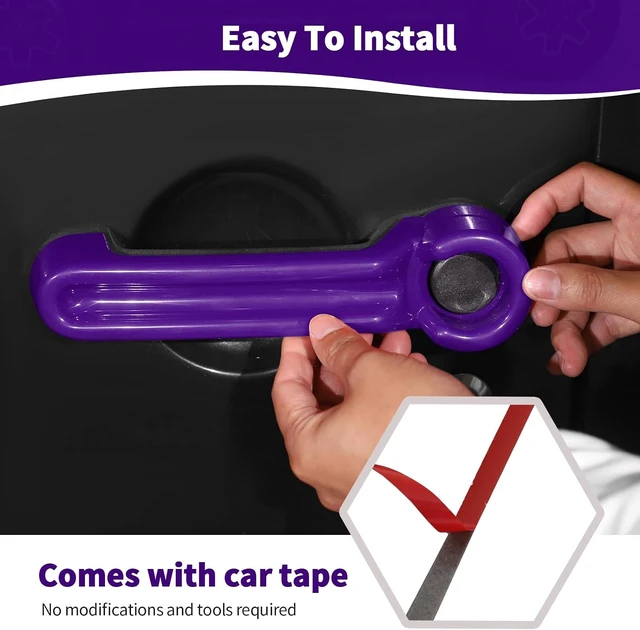 Alt view image 5 of 7 - for Jeep JK Door Handle Cover Trim Purple for Jeep Wrangler JK 4DR 2007-2017 Purple Exterior Accessories 5pcs
