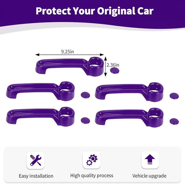 Alt view image 6 of 7 - for Jeep JK Door Handle Cover Trim Purple for Jeep Wrangler JK 4DR 2007-2017 Purple Exterior Accessories 5pcs