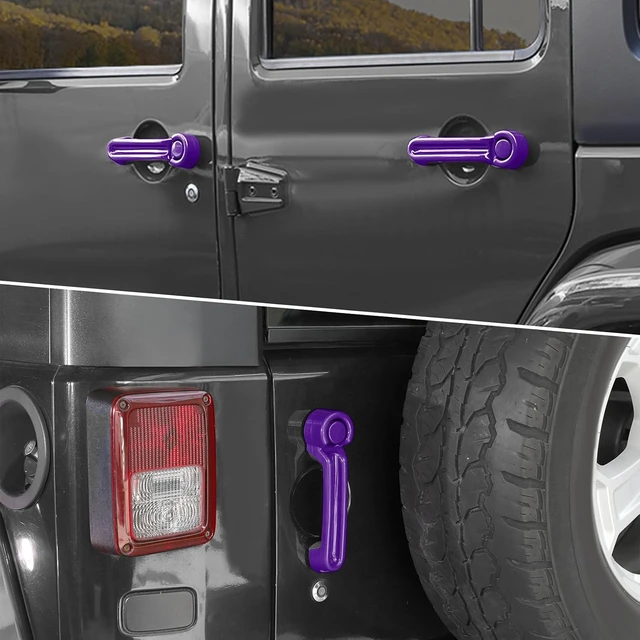 Alt view image 7 of 7 - for Jeep JK Door Handle Cover Trim Purple for Jeep Wrangler JK 4DR 2007-2017 Purple Exterior Accessories 5pcs