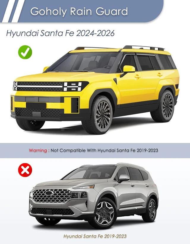Alt view image 5 of 7 - Tape-on Window Visors Rain Guards for Hyundai Santa Fe 2024-2026