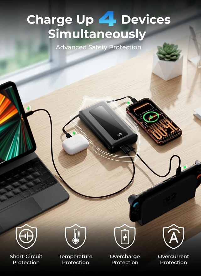 Alt view image 6 of 7 - 50000mAh Portable Charger Power Bank, Fast Charging with Built in Cables