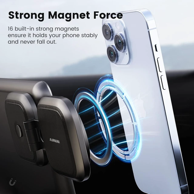 Alt view image 2 of 6 - Phone Mount for Tesla Model 3 Model Y, Strong Magnetic Designed for MagSafe Car Mount Phone Holder for Tesla Screen Monitor, Invisible Foldaway Tesla Accessories for iPhone 12/13/14/15 Series