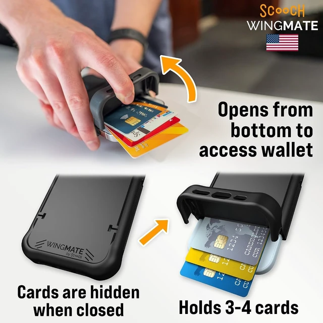 Alt view image 7 of 7 - for iPhone 16 Pro Max Wallet Case Card Holder, Wingmate, Black