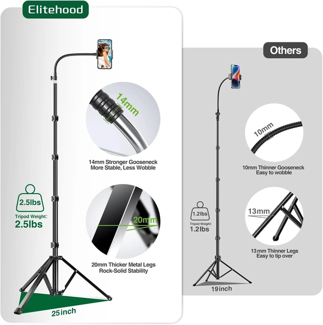 Alt view image 4 of 7 - 81" Tall Tripod Stand for iPhone with 17in Adjustable Gooseneck
