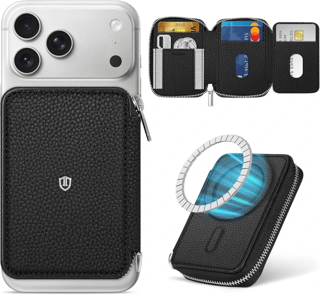 Main image of Genuine Leather Wallet for MagSafe, 12 Card Holder, RFID Blocking