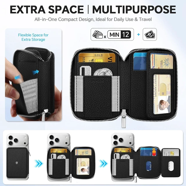 Alt view image 3 of 7 - Genuine Leather Wallet for MagSafe, 12 Card Holder, RFID Blocking