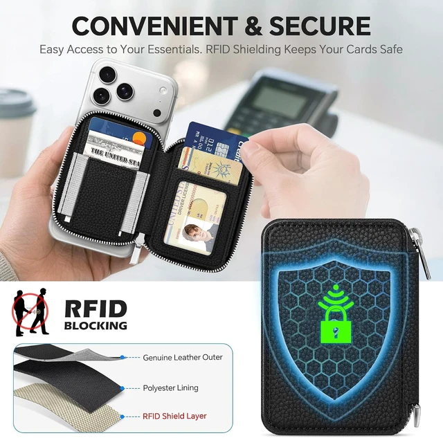 Alt view image 5 of 7 - Genuine Leather Wallet for MagSafe, 12 Card Holder, RFID Blocking