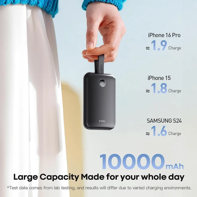 Alt view image 4 of 7 - Magnetic Power Bank 10000mAh, 30W Wireless Portable Charger with Fast Charging USB-C Cable,Qi2 Certified 15W Battery Pack with LED Display for iPhone 18 Pro/17/16/15/14/13 Series, Galaxy