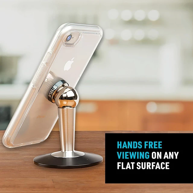 Alt view image 4 of 7 - Steelie Pedestal Mount - Tabletop Stand Compatible with MagSafe iPhones & Tablets - Magnetic Desk Phone Mount - Phone Holder Accessories for Hands-Free Use & Adjustable Viewing