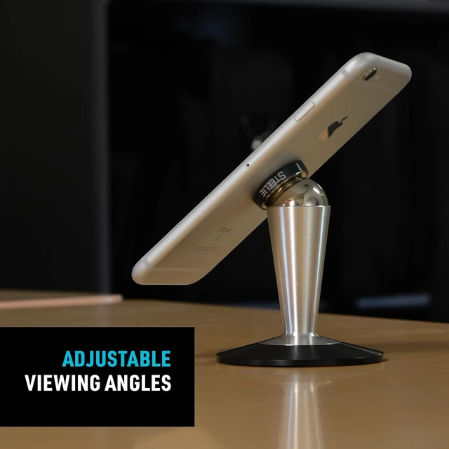 Alt view image 5 of 7 - Steelie Pedestal Mount - Tabletop Stand Compatible with MagSafe iPhones & Tablets - Magnetic Desk Phone Mount - Phone Holder Accessories for Hands-Free Use & Adjustable Viewing