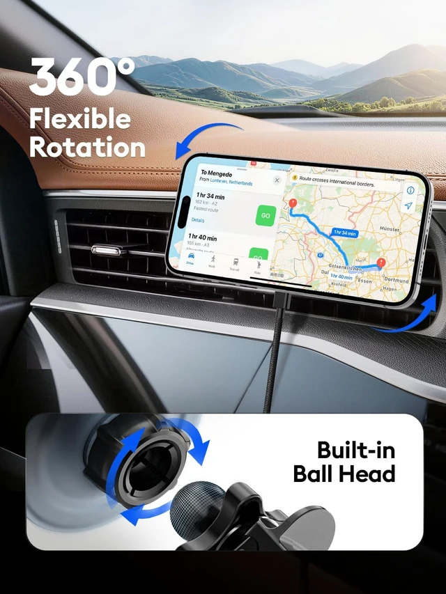Alt view image 7 of 7 - 25W MagSafe Car Charger Mount, Magnetic Wireless Car Charging Holder