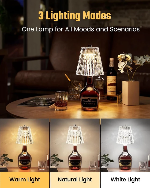 Alt view image 2 of 7 - Wireless Bottle Lamp Crystal Lampshade, LED Bottle Light Topper